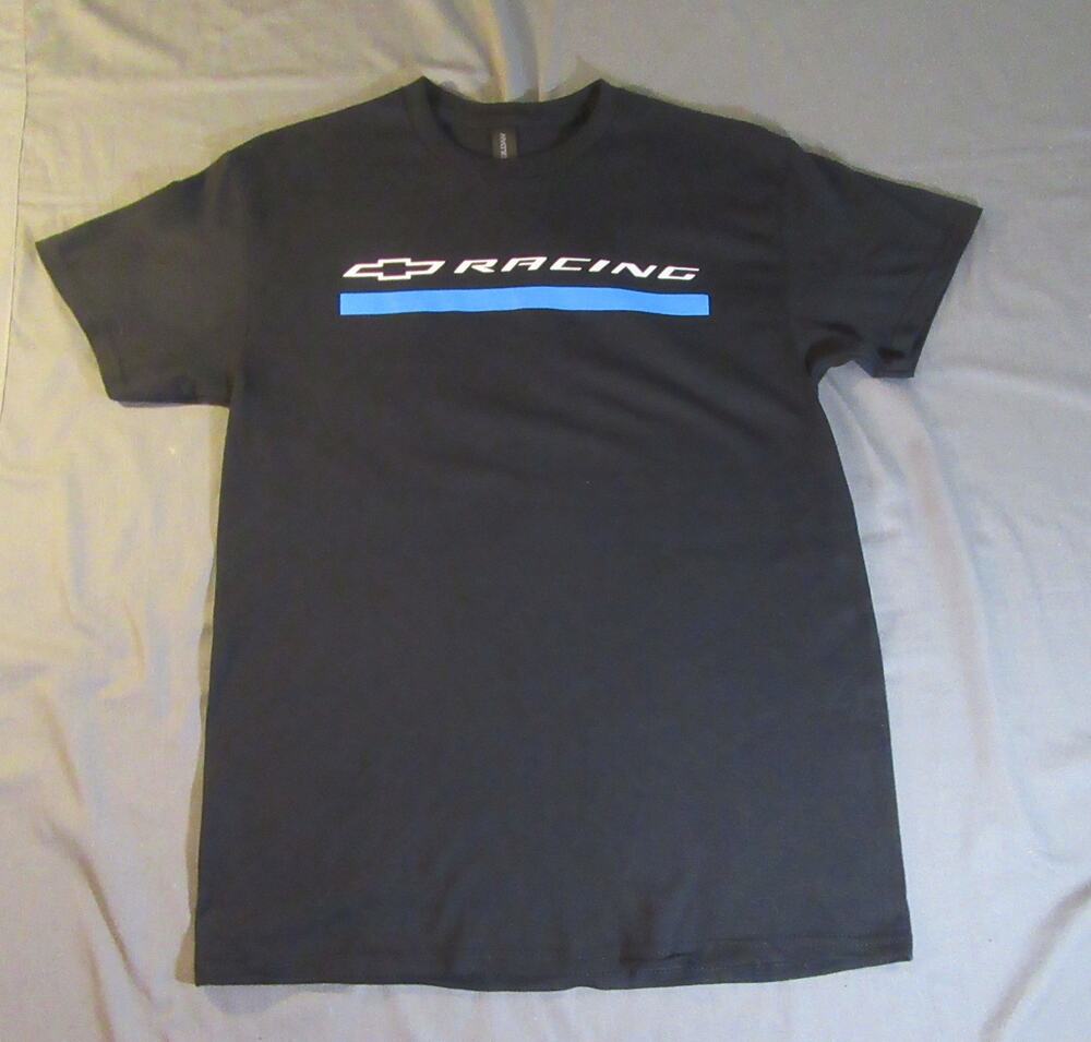 Chevrolet Racing Black Tee Shirt Men's M White/Blue Logo New